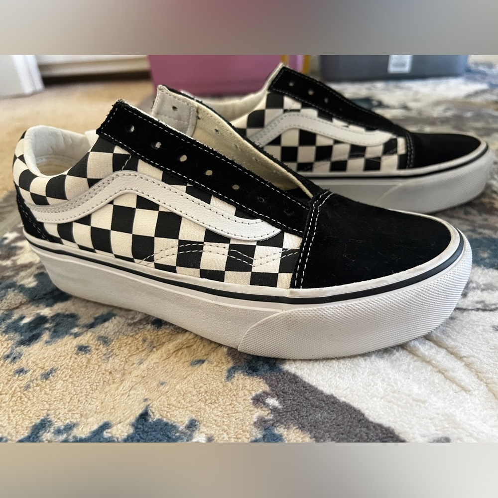Checkered platform vans